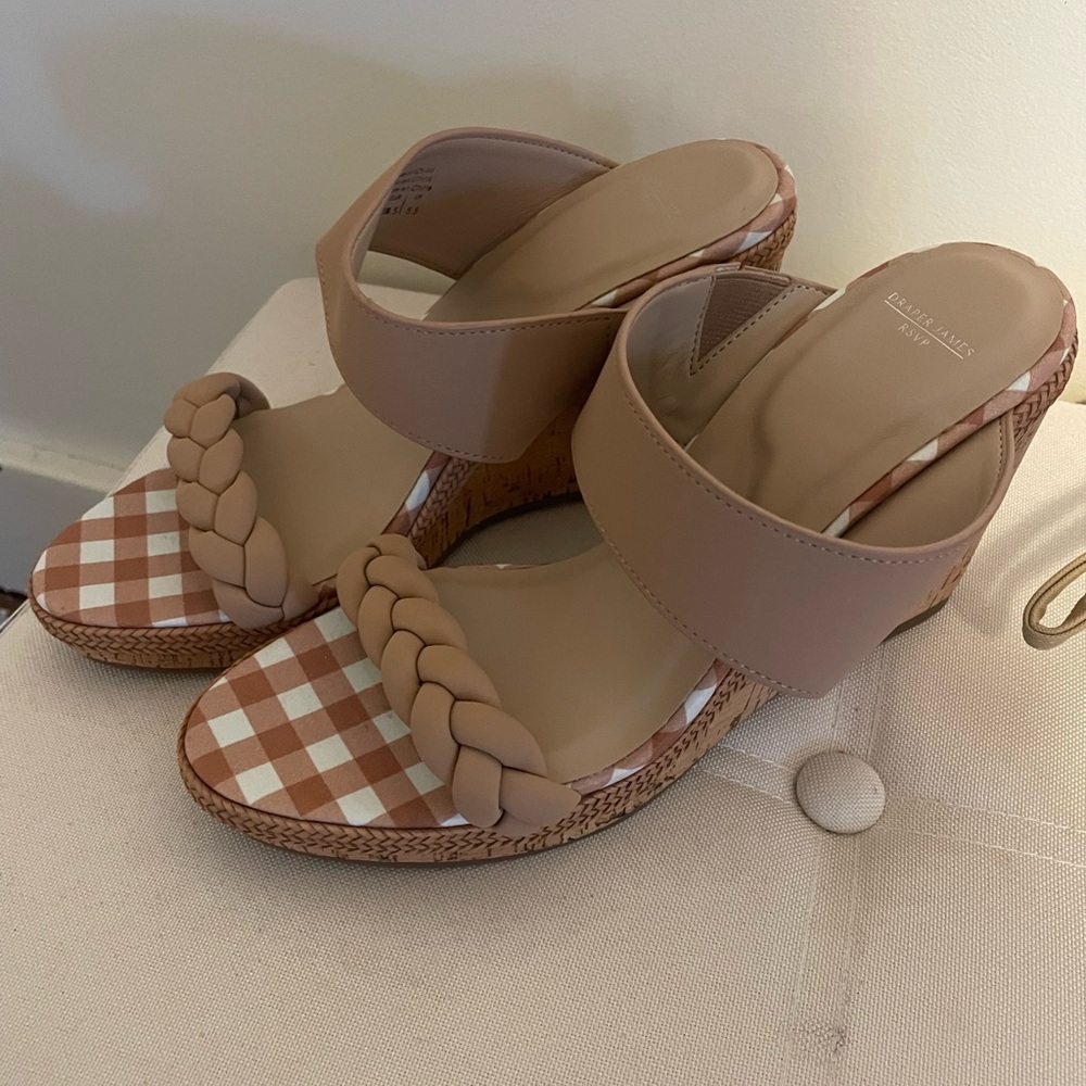 Draper James Tan Wedges with Braided Details (Never Worn)